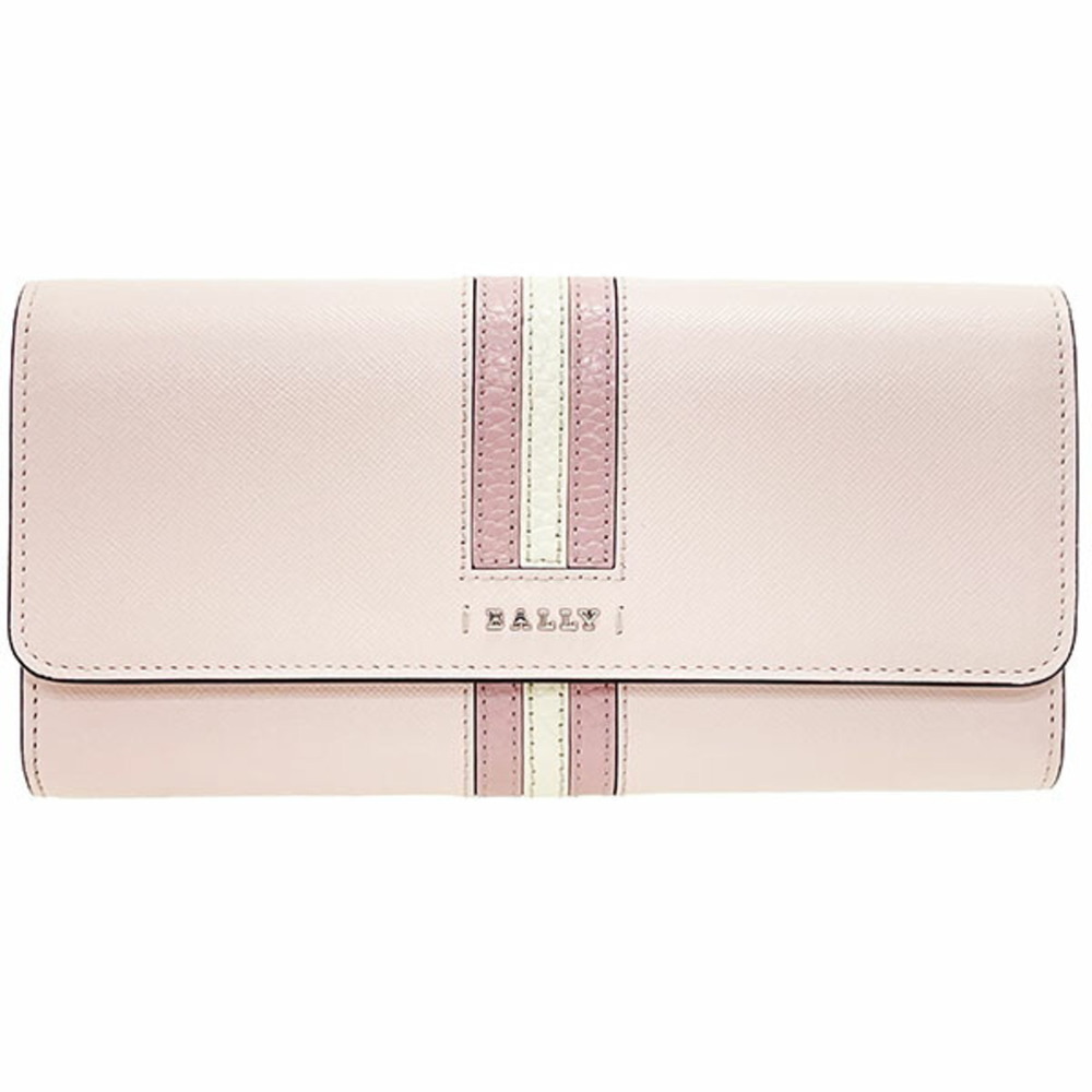 Bally Long Wallet, Striped Continental Leather, Light Pink, BALLY Bi-fold Wom...
